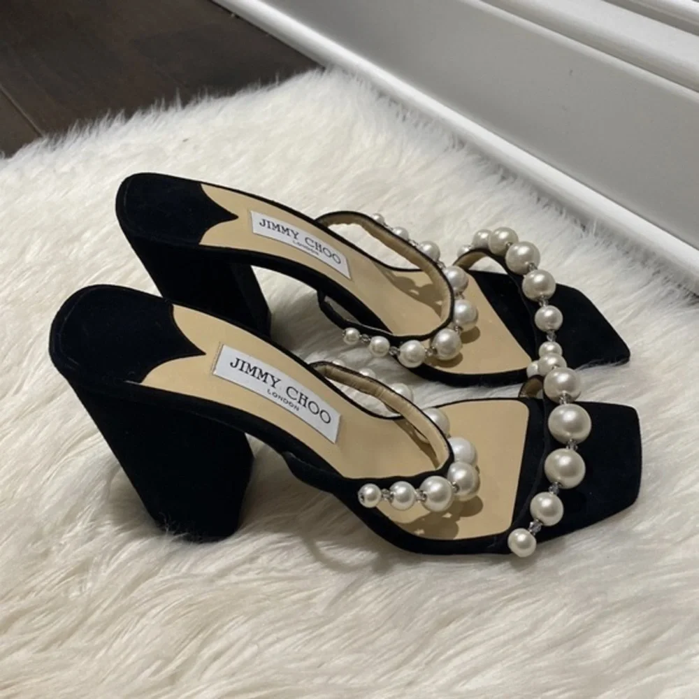New Jimmy Choo Amara Embellished slide sandal‎ size 38.5EU